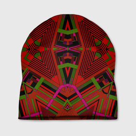 Шапка 3D с принтом Геометрический этнический арабский узор в красно черный тонах , 100% полиэстер | универсальный размер, печать по всей поверхности изделия | african | tribal pattern | геометрический узор | красный | орнамент | фольклор