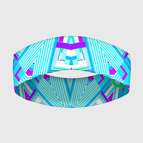 Повязка на голову 3D с принтом Геометрический орнамент в голубых тонах в Санкт-Петербурге,  |  | blue | ethnic | geometric shapes | орнамент | этнический
