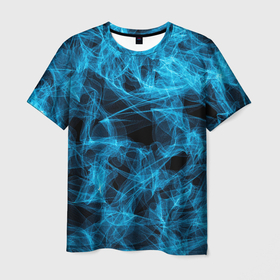 Мужская футболка 3D с принтом ДЫМЧАТАЯ ПАУТИНКА , 100% полиэфир | прямой крой, круглый вырез горловины, длина до линии бедер | дымный | оптические иллюзии | паутина | текстура | фон | цветной