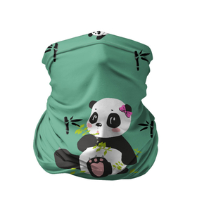 Бандана-труба 3D с принтом Пандовая семья   Малышка в Белгороде, 100% полиэстер, ткань с особыми свойствами — Activecool | плотность 150‒180 г/м2; хорошо тянется, но сохраняет форму | family | family look | family style | panda | pandas | бамбук | белый | для семьи | дочка | дочке | дочь | зеленый | малышка | медведи | медведь | мишка | мишки | панда | панды | семейные | семейный | семейный стиль | семья