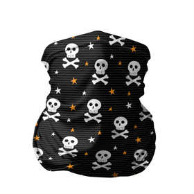Бандана-труба 3D с принтом Черепа и кости, паттерн в Санкт-Петербурге, 100% полиэстер, ткань с особыми свойствами — Activecool | плотность 150‒180 г/м2; хорошо тянется, но сохраняет форму | детский | дудл | звезды | кости | паттерн | пират | пиратский | скрещенные | хэллоуин | человеческие | черепа | черный
