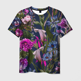 Мужская футболка 3D с принтом Цветы Таинственные в Петрозаводске, 100% полиэфир | прямой крой, круглый вырез горловины, длина до линии бедер | flowers | букет | природа | растение | флора | цветы