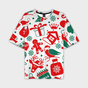 Мужская футболка OVERSIZE 3D с принтом ПРАЗДНИЧНЫЕ НОВОГОДНИЕ ПОДАРКИ ,  |  | веселье | дед мороз | детские картинки | каникулы | рождество | сладости | текстура | фон