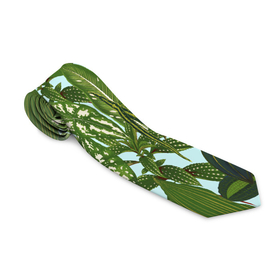 Галстук 3D с принтом Зеленые Тропические Растения в Тюмени, 100% полиэстер | Длина 148 см; Плотность 150-180 г/м2 | Тематика изображения на принте: flowers | букет | природа | растение | флора | цветы