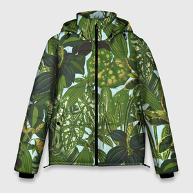 Мужская зимняя куртка 3D с принтом Зеленые Тропические Растения в Тюмени, верх — 100% полиэстер; подкладка — 100% полиэстер; утеплитель — 100% полиэстер | длина ниже бедра, свободный силуэт Оверсайз. Есть воротник-стойка, отстегивающийся капюшон и ветрозащитная планка. 

Боковые карманы с листочкой на кнопках и внутренний карман на молнии. | Тематика изображения на принте: flowers | букет | природа | растение | флора | цветы