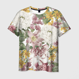 Мужская футболка 3D с принтом Цветы Летний Свадебный Букет в Петрозаводске, 100% полиэфир | прямой крой, круглый вырез горловины, длина до линии бедер | flowers | букет | природа | растение | флора | цветы