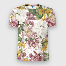 Мужская футболка 3D Slim с принтом Цветы Летний Свадебный Букет , 100% полиэстер с улучшенными характеристиками | приталенный силуэт, круглая горловина, широкие плечи, сужается к линии бедра | flowers | букет | природа | растение | флора | цветы
