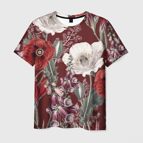Мужская футболка 3D с принтом Цветы Красного Мака в Петрозаводске, 100% полиэфир | прямой крой, круглый вырез горловины, длина до линии бедер | flowers | букет | мак | природа | растение | флора | цветы