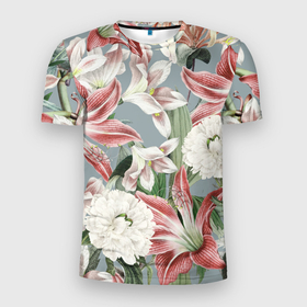Мужская футболка 3D Slim с принтом Цветы Романтические Лилии , 100% полиэстер с улучшенными характеристиками | приталенный силуэт, круглая горловина, широкие плечи, сужается к линии бедра | flowers | букет | лилии | природа | растение | флора | цветы