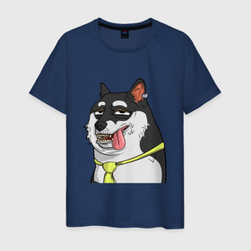 Мужская футболка хлопок с принтом NFT DOGE stuck out his tongue в Новосибирске, 100% хлопок | прямой крой, круглый вырез горловины, длина до линии бедер, слегка спущенное плечо. | art | dog | doge | doggie | doggy | drawing | meme | nft | арт | мем | нфт | пес | песик | рисунок | собака | собачка