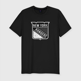 Мужская футболка хлопок Slim с принтом New York Rangers Серый в Екатеринбурге, 92% хлопок, 8% лайкра | приталенный силуэт, круглый вырез ворота, длина до линии бедра, короткий рукав | hockey | new york | new york rangers | nhl | rangers | usa | нхл | нью йорк | нью йорк рейнджерс | рейнджерс | серый | спорт | сша | хоккей | шайба