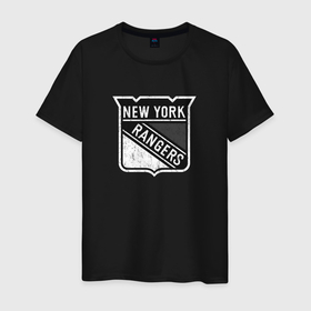 Мужская футболка хлопок с принтом New York Rangers Серый , 100% хлопок | прямой крой, круглый вырез горловины, длина до линии бедер, слегка спущенное плечо. | hockey | new york | new york rangers | nhl | rangers | usa | нхл | нью йорк | нью йорк рейнджерс | рейнджерс | серый | спорт | сша | хоккей | шайба