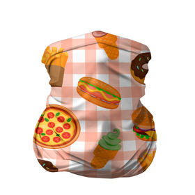 Бандана-труба 3D с принтом PIZZA DONUT BURGER FRIES ICE CREAM pattern в Белгороде, 100% полиэстер, ткань с особыми свойствами — Activecool | плотность 150‒180 г/м2; хорошо тянется, но сохраняет форму | бургер | мороженое | пицца | пончик | текстура | фон | фри
