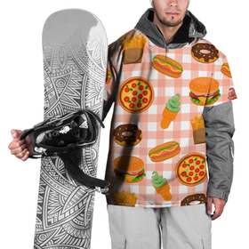 Накидка на куртку 3D с принтом PIZZA DONUT BURGER FRIES ICE CREAM pattern , 100% полиэстер |  | бургер | мороженое | пицца | пончик | текстура | фон | фри