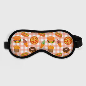 Маска для сна 3D с принтом PIZZA DONUT BURGER FRIES ICE CREAM pattern в Тюмени, внешний слой — 100% полиэфир, внутренний слой — 100% хлопок, между ними — поролон |  | бургер | мороженое | пицца | пончик | текстура | фон | фри