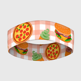 Повязка на голову 3D с принтом PIZZA DONUT BURGER FRIES ICE CREAM pattern в Тюмени,  |  | бургер | мороженое | пицца | пончик | текстура | фон | фри