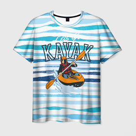 Мужская футболка 3D с принтом Каяки  Lets go в Кировске, 100% полиэфир | прямой крой, круглый вырез горловины, длина до линии бедер | Тематика изображения на принте: вода | волны | каяк | каяки | лодка | спорт