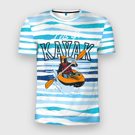 Мужская футболка 3D Slim с принтом Каяки  Lets go в Кировске, 100% полиэстер с улучшенными характеристиками | приталенный силуэт, круглая горловина, широкие плечи, сужается к линии бедра | Тематика изображения на принте: вода | волны | каяк | каяки | лодка | спорт