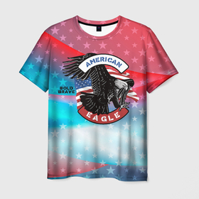 Мужская футболка 3D с принтом Американский  орел  USA в Белгороде, 100% полиэфир | прямой крой, круглый вырез горловины, длина до линии бедер | usa | америка | американский | орел | сша