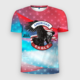 Мужская футболка 3D Slim с принтом Американский  орел  USA в Белгороде, 100% полиэстер с улучшенными характеристиками | приталенный силуэт, круглая горловина, широкие плечи, сужается к линии бедра | Тематика изображения на принте: usa | америка | американский | орел | сша