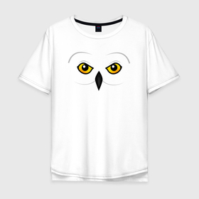 Мужская футболка хлопок Oversize с принтом Совиный взгляд в Новосибирске, 100% хлопок | свободный крой, круглый ворот, “спинка” длиннее передней части | owl | див | дива | диво | птица | птичка | сова | совка | совушка | совы | сыч | филин