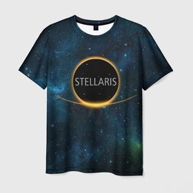 Мужская футболка 3D с принтом Stellaris  For us all в Курске, 100% полиэфир | прямой крой, круглый вырез горловины, длина до линии бедер | звезды | игра | инопланетяне | космические миры | космос | планеты | стратегии