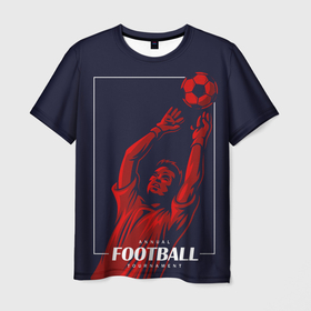 Мужская футболка 3D с принтом Football Goalkeeper в Белгороде, 100% полиэфир | прямой крой, круглый вырез горловины, длина до линии бедер | football | goalkeeper | вратарь | матч | мяч | спорт | футбол