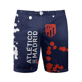 Мужские шорты спортивные с принтом ATLETICO MADRID   Брызги ,  |  | atletico | club | footbal | logo | madrid | paint | атлетико | брызги | знак | клуб | краска | логотип | логотипы | мадрид | символ | символы | форма | футбол | футбольная | футбольный