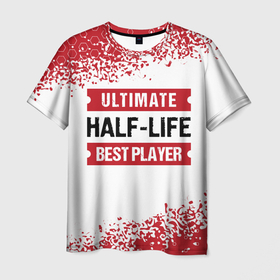 Мужская футболка 3D с принтом Half Life: красные таблички Best Player и Ultimate в Екатеринбурге, 100% полиэфир | прямой крой, круглый вырез горловины, длина до линии бедер | half | half life | halflife | life | logo | ultimate | игра | игры | краска | лайф | лого | логотип | символ | спрей | халф