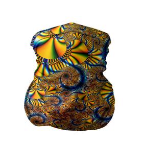Бандана-труба 3D с принтом FRACTAL COLOR PATTERN в Курске, 100% полиэстер, ткань с особыми свойствами — Activecool | плотность 150‒180 г/м2; хорошо тянется, но сохраняет форму | желтый | обои | синий | узор | фрактал | цветной