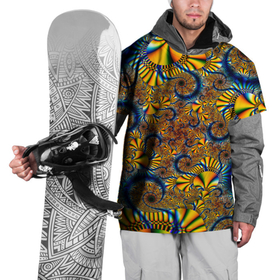 Накидка на куртку 3D с принтом FRACTAL COLOR PATTERN , 100% полиэстер |  | желтый | обои | синий | узор | фрактал | цветной
