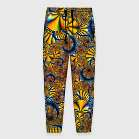 Мужские брюки 3D с принтом FRACTAL COLOR PATTERN в Санкт-Петербурге, 100% полиэстер | манжеты по низу, эластичный пояс регулируется шнурком, по бокам два кармана без застежек, внутренняя часть кармана из мелкой сетки | желтый | обои | синий | узор | фрактал | цветной