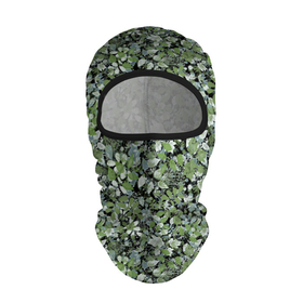 Балаклава 3D с принтом Летний лесной камуфляж в зеленых тонах , 100% полиэстер, ткань с особыми свойствами — Activecool | плотность 150–180 г/м2; хорошо тянется, но при этом сохраняет форму. Закрывает шею, вокруг отверстия для глаз кайма. Единый размер | Тематика изображения на принте: camouflage | зеленый | камуфляж | листья | милитари | растения