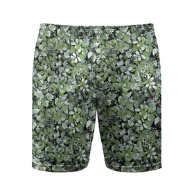 Мужские шорты спортивные с принтом Летний лесной камуфляж в зеленых тонах ,  |  | Тематика изображения на принте: camouflage | зеленый | камуфляж | листья | милитари | растения