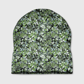Шапка 3D с принтом Летний лесной камуфляж в зеленых тонах в Екатеринбурге, 100% полиэстер | универсальный размер, печать по всей поверхности изделия | camouflage | зеленый | камуфляж | листья | милитари | растения