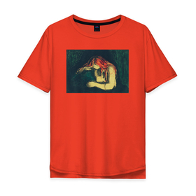 Мужская футболка хлопок Oversize с принтом The Vampire II (Вампир) в Санкт-Петербурге, 100% хлопок | свободный крой, круглый ворот, “спинка” длиннее передней части | абстракция | вампир | винтаж | голова | искусство | красота | культура | минимализм | мунк | портрет | призрак | рисунок | эдвард мунк