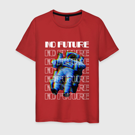 Мужская футболка хлопок с принтом No Future Spaceman , 100% хлопок | прямой крой, круглый вырез горловины, длина до линии бедер, слегка спущенное плечо. | flight | future | glitch | rgb | sci fi | space | spaceman | будущее | глитч | киберпанк | космонавт | космос | полет | фантастика