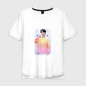 Мужская футболка хлопок Oversize с принтом Jimin of BTS в Курске, 100% хлопок | свободный крой, круглый ворот, “спинка” длиннее передней части | army | bangtan | bangtanboys | bts | jimin | kpop | бтс | чимин