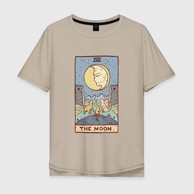Мужская футболка хлопок Oversize с принтом The Moon Tarot Card | Луна карта Таро в Санкт-Петербурге, 100% хлопок | свободный крой, круглый ворот, “спинка” длиннее передней части | divination | fortune telling | аркан | аркана | волки воют на луну | гадание | духовное просвещение | марсельс | мудрость | надежда | ожидание | познание | провидение | секрет | собаки воют на луну