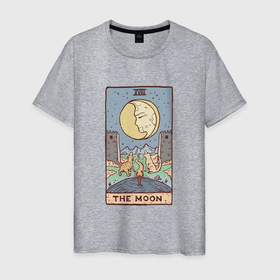 Мужская футболка хлопок с принтом The Moon Tarot Card | Луна карта Таро в Тюмени, 100% хлопок | прямой крой, круглый вырез горловины, длина до линии бедер, слегка спущенное плечо. | Тематика изображения на принте: divination | fortune telling | аркан | аркана | волки воют на луну | гадание | духовное просвещение | марсельс | мудрость | надежда | ожидание | познание | провидение | секрет | собаки воют на луну