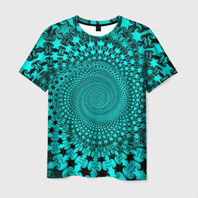 Мужская футболка 3D с принтом NEON FRACTAL PATTERN в Белгороде, 100% полиэфир | прямой крой, круглый вырез горловины, длина до линии бедер | абстрактный | вихревой | геометрический | графический | красочный | неон | психоделический | спиральный | узор | фрактал | цветной | черный | яркий