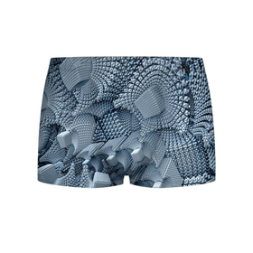 Мужские трусы 3D с принтом GEOMETRIC FRACTAL CUBES в Белгороде, 50% хлопок, 50% полиэстер | классическая посадка, на поясе мягкая тканевая резинка | абстрактный | геометрический | красочные | кубы | пространство | синий | узор | фрактальный | цвет | энергия