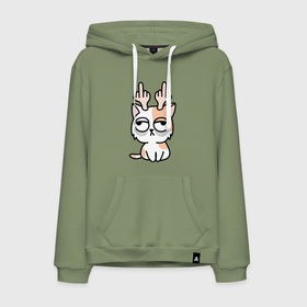 Мужская толстовка хлопок с принтом Deer Cat в городе Новоалтайск, френч-терри, мягкий теплый начес внутри (100% хлопок) | карман-кенгуру, эластичные манжеты и нижняя кромка, капюшон с подкладом и шнурком | animals | cat | kitty | животные | зверь | китти | кот | котенок | котик | котэ | кошечка | кошка | мяу