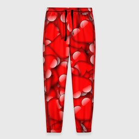 Мужские брюки 3D с принтом LOVING HEARTS в Новосибирске, 100% полиэстер | манжеты по низу, эластичный пояс регулируется шнурком, по бокам два кармана без застежек, внутренняя часть кармана из мелкой сетки | Тематика изображения на принте: весна | красный | любовь | милый | очаровательный | сердечки | счастливый | эстетичный