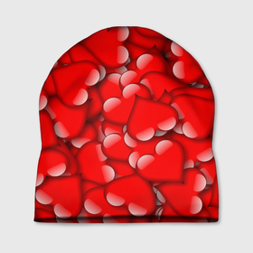 Шапка 3D с принтом LOVING HEARTS , 100% полиэстер | универсальный размер, печать по всей поверхности изделия | весна | красный | любовь | милый | очаровательный | сердечки | счастливый | эстетичный