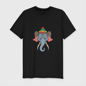 Мужская футболка хлопок Slim с принтом Индия   Слон в Курске, 92% хлопок, 8% лайкра | приталенный силуэт, круглый вырез ворота, длина до линии бедра, короткий рукав | animals | elephant | india | африка | животные | индия | слон | слоненок | слоник | хобот