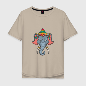 Мужская футболка хлопок Oversize с принтом Индия   Слон в Белгороде, 100% хлопок | свободный крой, круглый ворот, “спинка” длиннее передней части | animals | elephant | india | африка | животные | индия | слон | слоненок | слоник | хобот