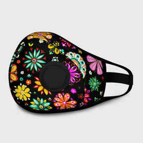 Маска из неопрена с принтом MULTICOLORED FLOWERS в Екатеринбурге, неопрен 100% | Форма огибающая нос. Резинки для ушей с дополнительной резинкой на затылке. Клапан для выдоха для активного дыхания при занятиях спортом. Эластичный материал маски и окантовки для лучшего растяжения и прилегания маски.  | Тематика изображения на принте: акварель | декоративные | желтый | зеленый | красивая | красный | красочные | разноцветные | розовый | синий | текстура | фиолетовый | цвета | цветной | цветочные | яркий