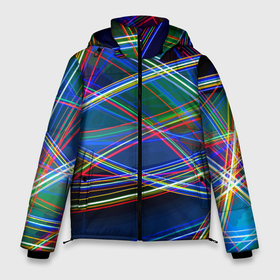 Мужская зимняя куртка 3D с принтом Разноцветные неоновые линии   Абстракция   Multicolored neon lines   Abstraction в Санкт-Петербурге, верх — 100% полиэстер; подкладка — 100% полиэстер; утеплитель — 100% полиэстер | длина ниже бедра, свободный силуэт Оверсайз. Есть воротник-стойка, отстегивающийся капюшон и ветрозащитная планка. 

Боковые карманы с листочкой на кнопках и внутренний карман на молнии. | abstraction | color | composition | line | neon | абстракция | композиция | линия | неон | цвет