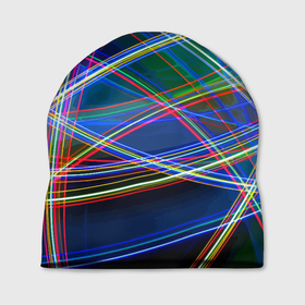 Шапка 3D с принтом Разноцветные неоновые линии   Абстракция   Multicolored neon lines   Abstraction в Белгороде, 100% полиэстер | универсальный размер, печать по всей поверхности изделия | abstraction | color | composition | line | neon | абстракция | композиция | линия | неон | цвет